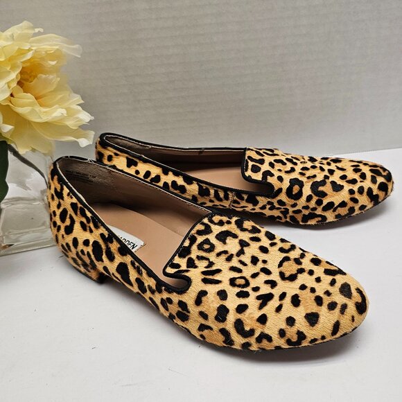 Cow Hair Real Fur Steve Madden Womens Cheetah Leopard Slip On Shoes SMILE 7.5 - Picture 1 of 16